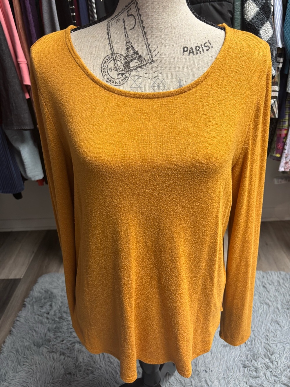 Mustard Long-Sleeve Scoop Neck Sweater